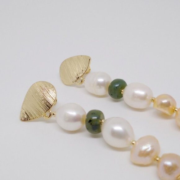 NEW Freshwater Pearl Gold Long Dangle Earrings - Picture 6 of 6